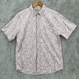 Faherty Hemp Blend Quartz Leaf Print Short Sleeve Breeze Button Up Shirt